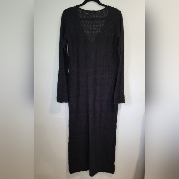 Women's Long Sleeve Open-Work Stitch Midi Dress - Future Collective Black L - Picture 5 of 11